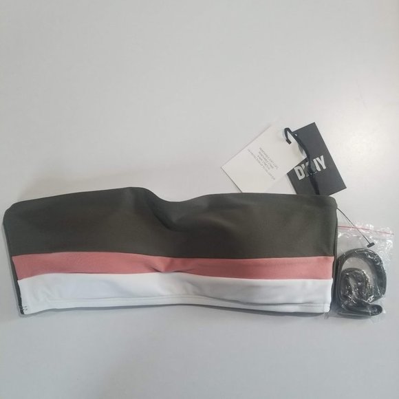 DKNY Colorblocked Bandeau Bikini Top  Moss Green Size Medium - Picture 5 of 10